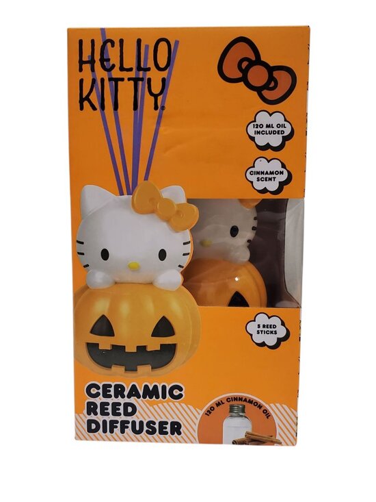 Hello Kitty Other - Hello Kitty Kawaii Halloween Pumpkin Ceramic Reed Diffuser Cinnamon Scent NIB